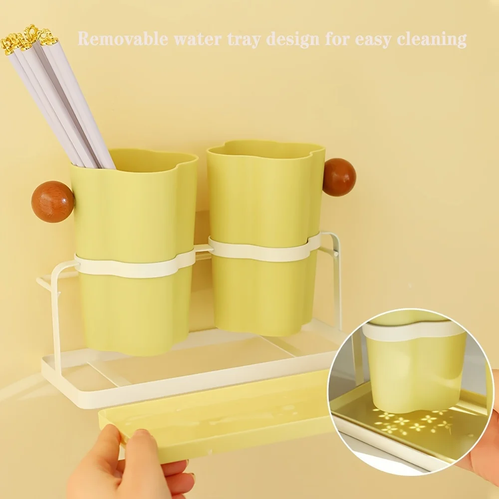 Versatile Wall-Mounted Kitchen Organizer - Chopstick Holder, Utensil Caddy & Bathroom Toiletries  Box Magnetic cup holder