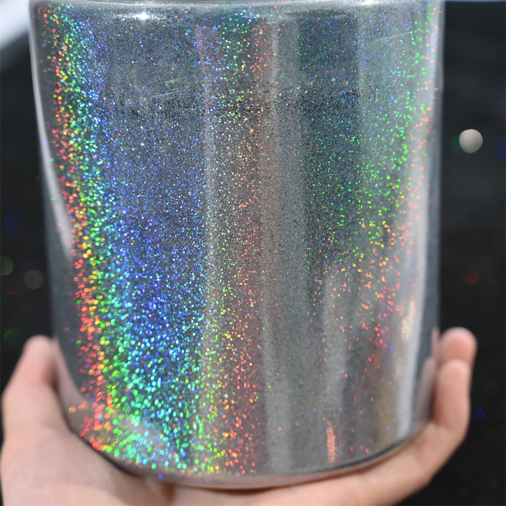 50g/Bag 0.2mm Holographic Laser Silver Glitter Powder 1/128 Manicure Shiny Sparkle Chrome Pigment Dust UV Gel Nail Art Glitters