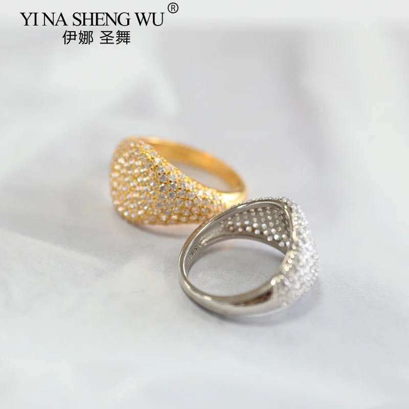 

S925 Sterling Silver Ring Full of Diamonds Design Not Easy to Allergy Fashion Personality Sweet and Cool Hip-hop Unisex Ring