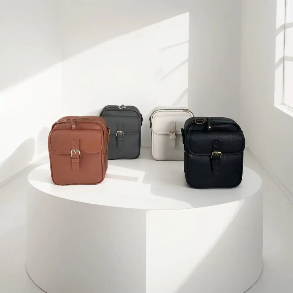 Leather Women Messenger Bag with Adjustable Removable Strap Large Capacity PU Shoulder Bag Anti-theft Solid Color Phone Handbag