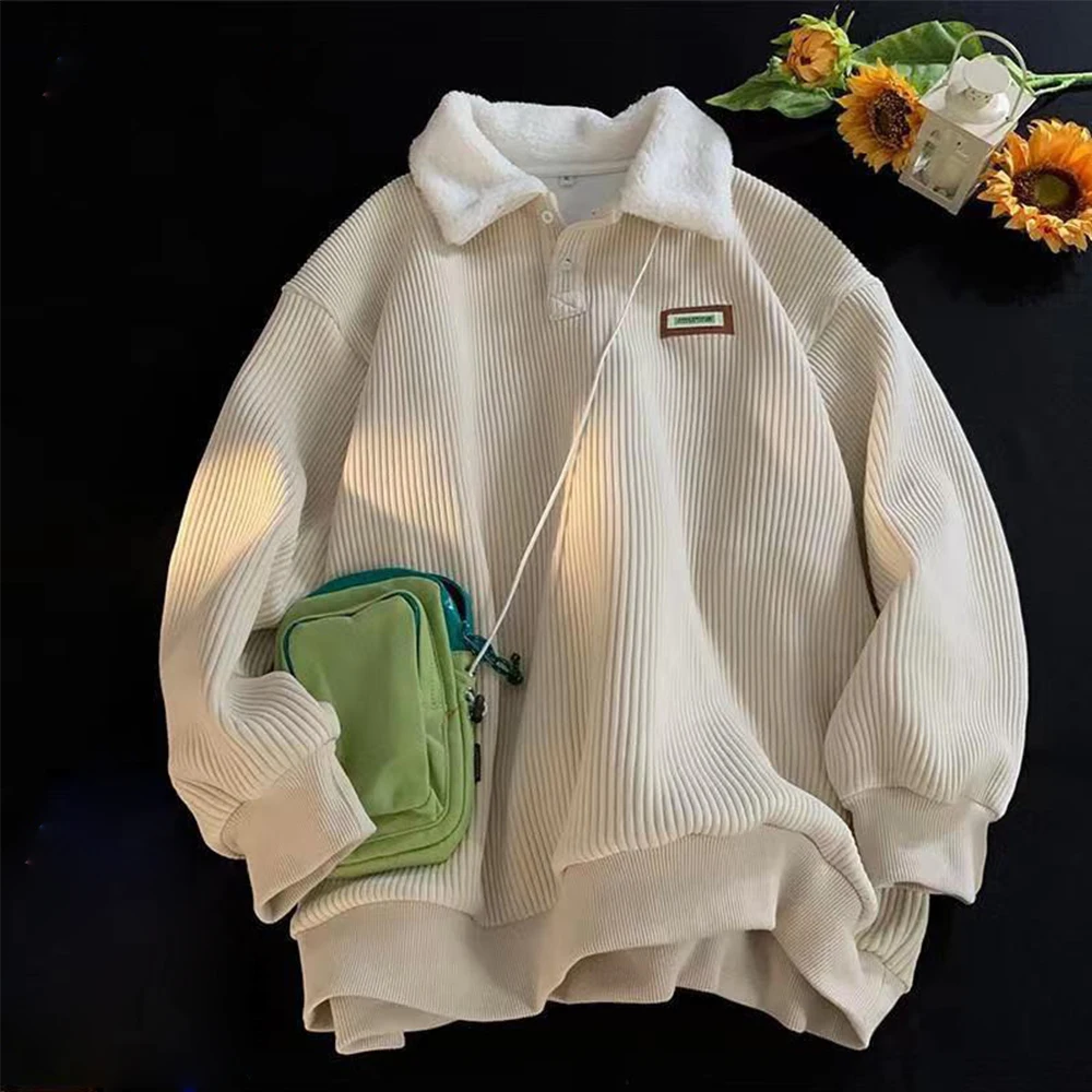 Vintage Plush Lambswool Corduroy Jackets Windbreaker Men Harajuku Casual Outdoor Jacket Mens Clothing Streetwear Hip Hop Jackets