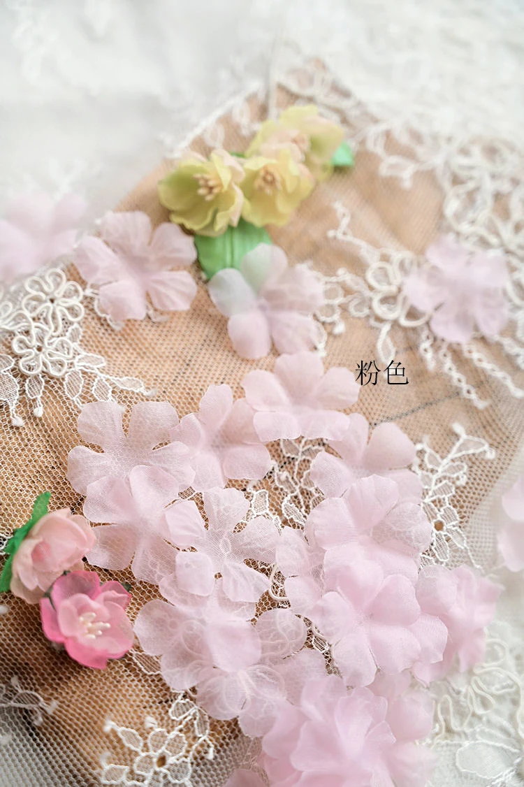 Handgefertigte 3D-geprägte Organza-Blütenblätter, Hochzeitskleid, Kopfschmuck, Designer-Accessoires, Babykleidung, Blumen RS5055, 3cm – Detail 12