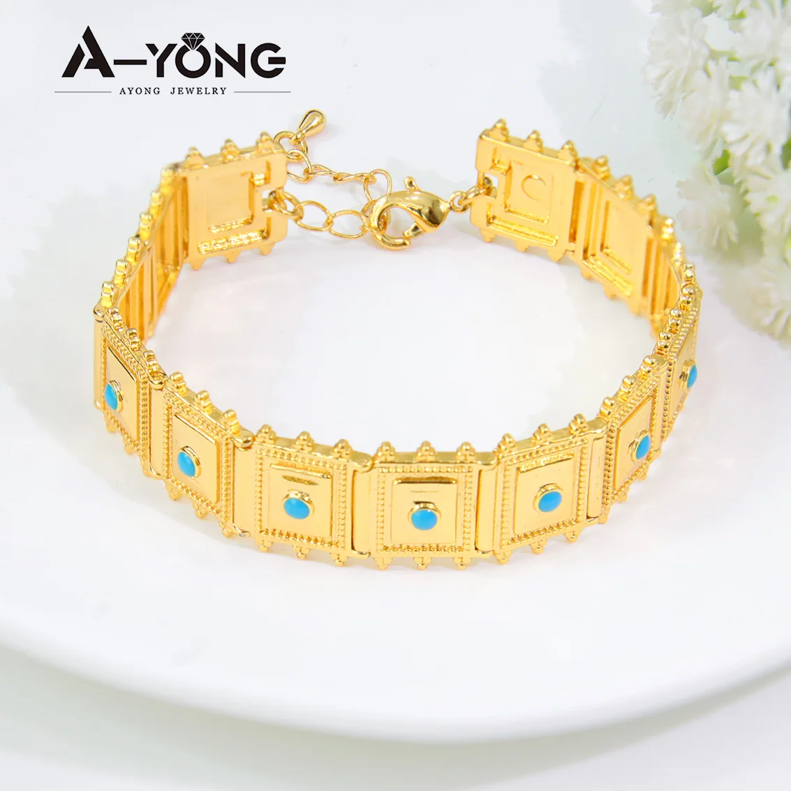 Luxury Gold Plated Bracelet 21k Gold Color Saudi Elegant Fashion Wrap Bangles Dubai Women Bridal Wedding Event Party Jewelry