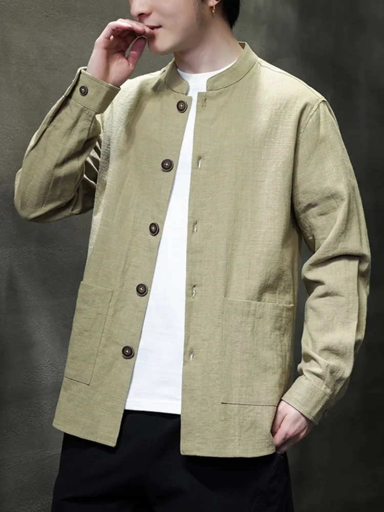 

Новая китайская льняная куртка-жакет для мужчин: летняя, тонкая, дышащая, из хлопка и льна, модный улучшенный топ в стиле Тан/Ханьфу
