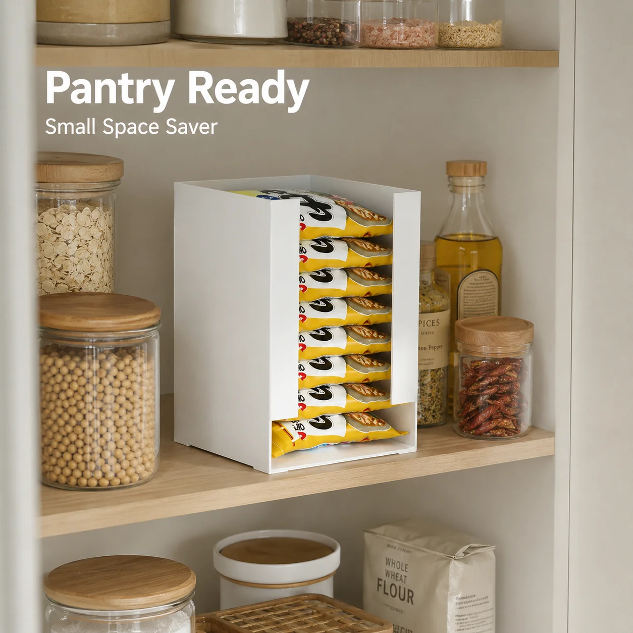 

Instant Noodle Organizer Box Multi Functional Kitchen Storage Container for Ramen Cups Pantry Shelf Food Storage