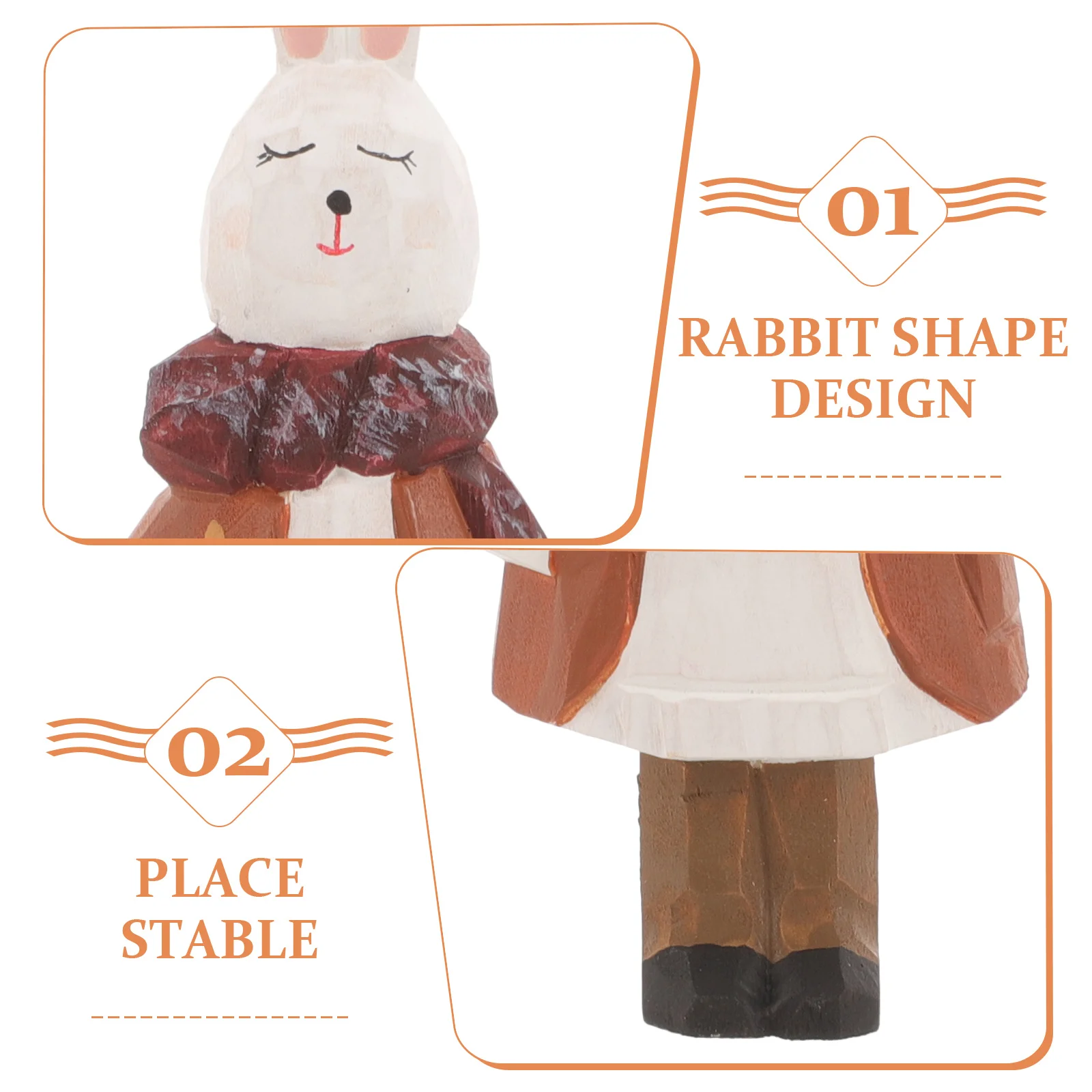 

Wooden Easter Bunny Decoration Carved Rabbit Bright Color for Home Desktop Garden Ornament Wood Bunny Figurine