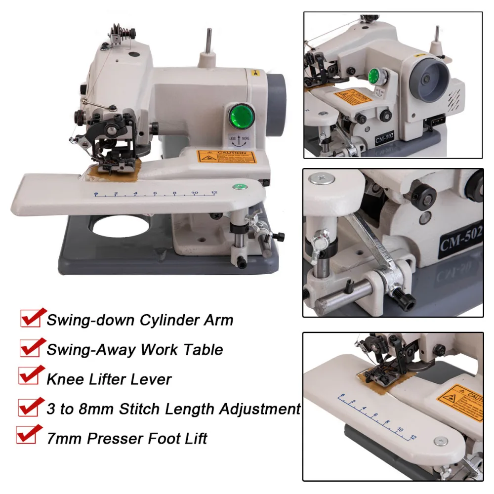 Portable Blindstitch Hem Chain Stitch Sewing Machine 1200 Stitches Per Min For Apparel Tailoring And Alterations