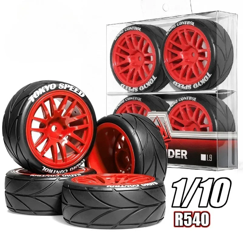 4pcs 65mm Rubber Tire Wheel Tyre 12mm Hex for Tamiya TT01 TT01E TT02 TT02B TA06 XV01 XV02 PTG-2 1/10 RC Racing Car Upgrade Parts