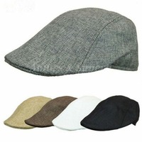 Men Beret Linen Hat Vintage Sun Hat Golf Driving Hat Men Flat Cap