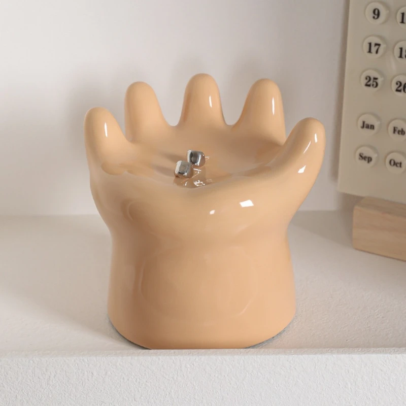 Bandeja de Cerámica Creativa con Forma de Palma, Organizador de Joyas para Dormitorio, Porta Llaves para Entrada, Recipiente Duradero para Objetos Pequeños, Regalo para Amigos, Decoración del Hogar