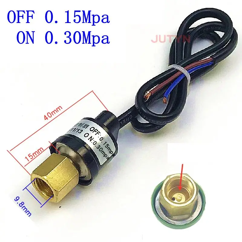 OFF 0.15Mpa  ON 0.30Mpa Air Conditioner Refrigeration parts 2 Terminals/Wire Pressure Control Switch