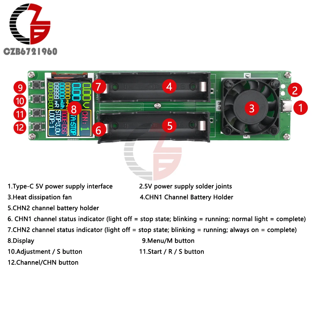 Imagem -04 - Lítio Bateria Capacidade Tester Mmwh Resistência Interna Tester Auto Carregamento e Descarregamento Módulo Detector de Energia 18650