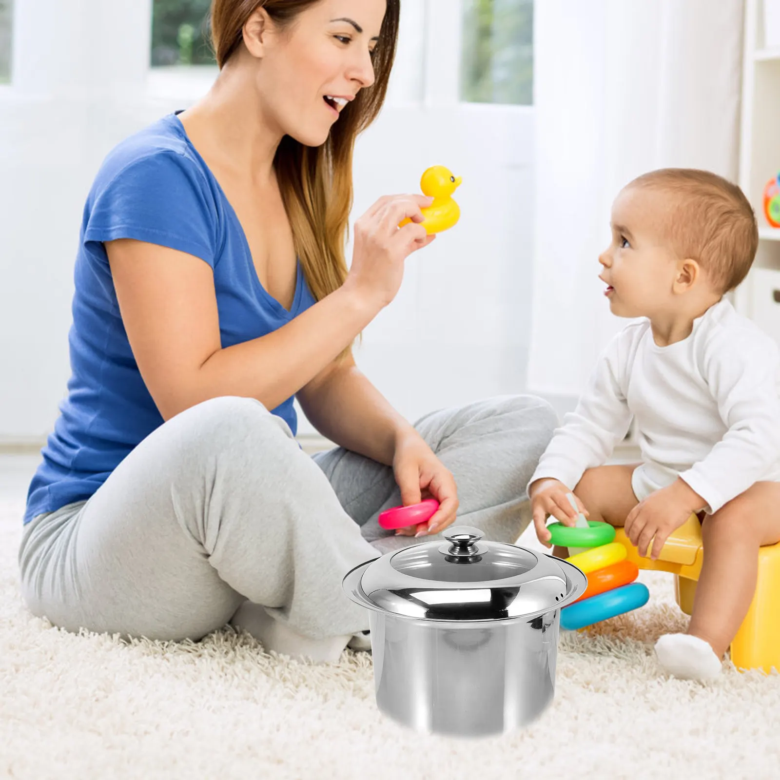 ステンレス製吐き出し器付き蓋付き夜用小便器、高齢者・子供・大人用頑丈ベッドパン、携帯用家庭浴室用小便器