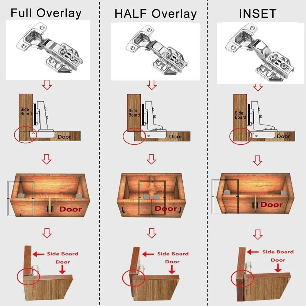 2Pcs Stainless Steel Cabinet Door Hinges Hydraulic Damper Buffer Soft Close Quiet Wardrobe Door Concealed Hinges with Screws