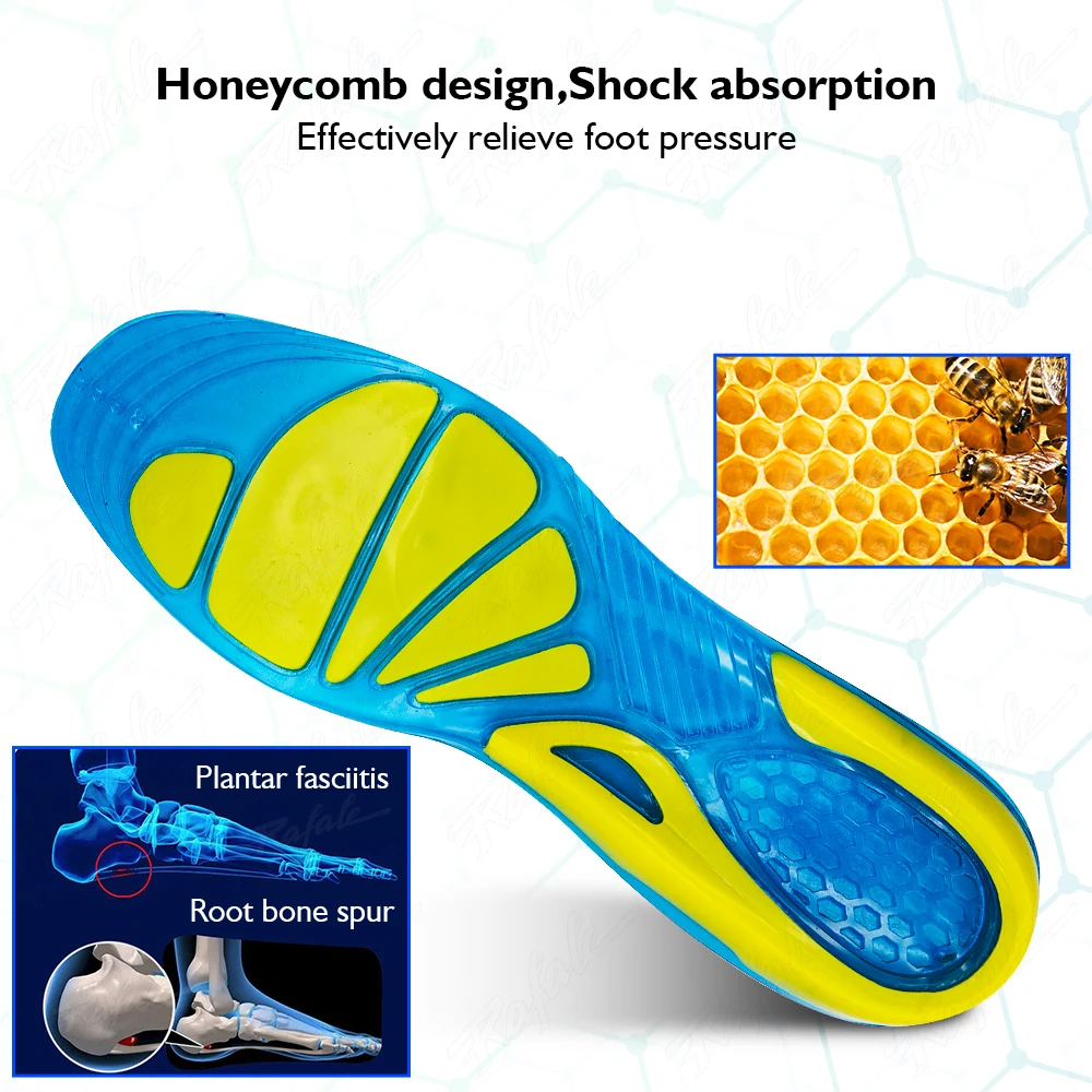 ซิลิโคนลื่นเจลกีฬารองเท้านวด Orthopedic Insoles Foot Care สําหรับฟุตรองเท้า Shock Absorption Pad ใหม่