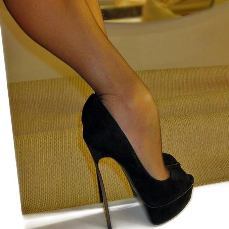 

Black Slip On Shallow Platform Pumps Thin High Heel Sexy Fashionable Cool Summer Casual Big Size Woman Shoes Zapatillas Mujer