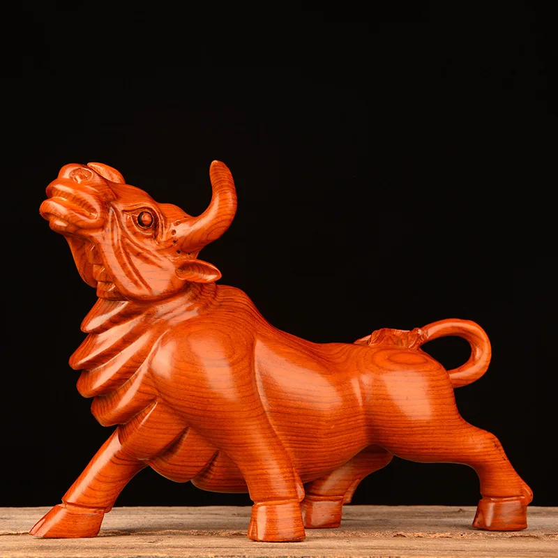 

Rosewood Wood Carving Cattle Ornaments Fortune like Hong Company Office Decorations Feng Shui Awesome Gifts & Crafts