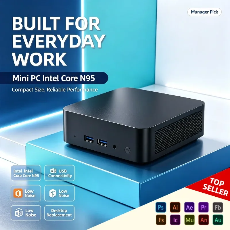 Mini PC Intel N95 16GB DDR4 1TB NVMe SSD Windows 11 4K HDMI 2.0 Micro Computer WiFi 6 BT5.2 for Home Office Business Use