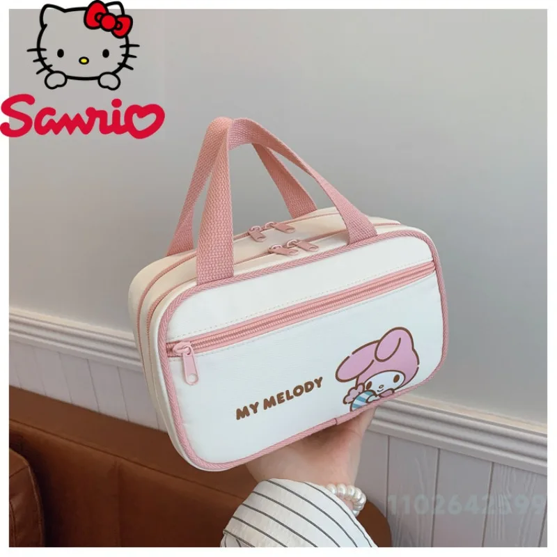 Sanrio New Women's Makeup Bag Fashionable High Quality Layered Storage Bag Cartoon Versatile Multi Functional Travel Wash Bag