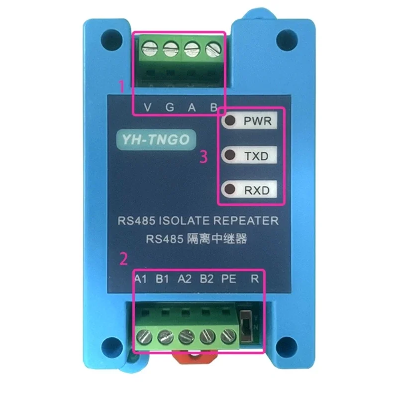 รีพีทเตอร์ การแยกโฟโตอิเล็กทริค เกรดอุตสาหกรรม RS485 Hub 2 พอร์ต เครื่องขยายสัญญาณ การป้องกันการติดขัด