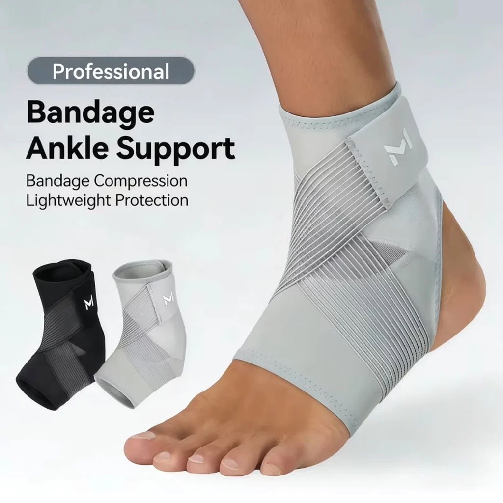 Adjustable Ankle Brace with Straps,Compression Ankle Support Sleeve for Men Women,Breathable Ankle Stabilizer with Secure Fit