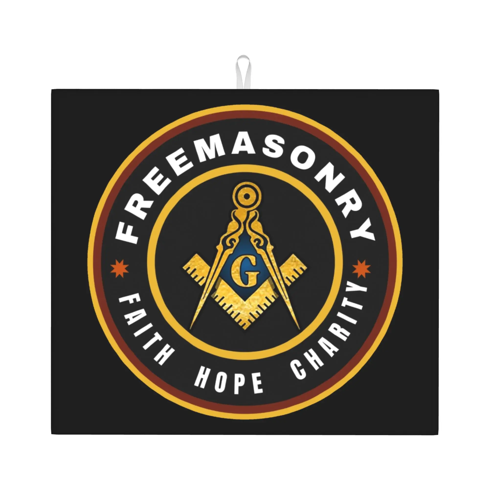 Freemasonry Symbol Non Slip Kitchen Counter Protector Mat Barware Tableware Reusable Masonic Bathroom Drying Mat For Kitchen