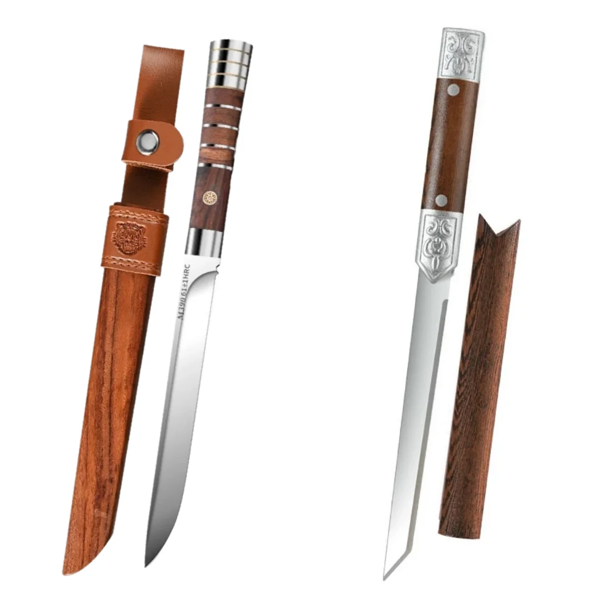 Handgeschmiedetes japanisches Multifunktionsmesser. Das Küchenmesser verfügt über extrem scharfe Klingen zum Schneiden von Fleisch und Obst.