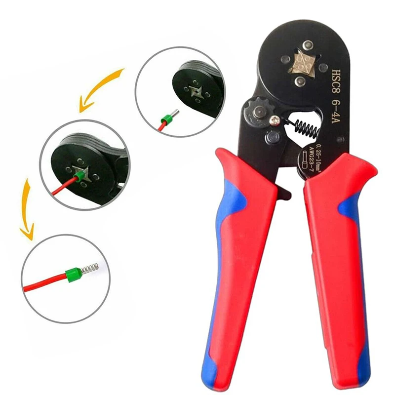 Multi-Functional Cold Pressing Line Clamp HSC8 6-4A Terminal Crimping Pliers Manually European Since The Wire Clamp 0.25-6Mm2