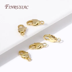 15mm*7.5mm 18K Gold Plated Oval Lobster Clasp with Closed Ring Connector For DIY Handmade Making Necklace Bracelet Accessories