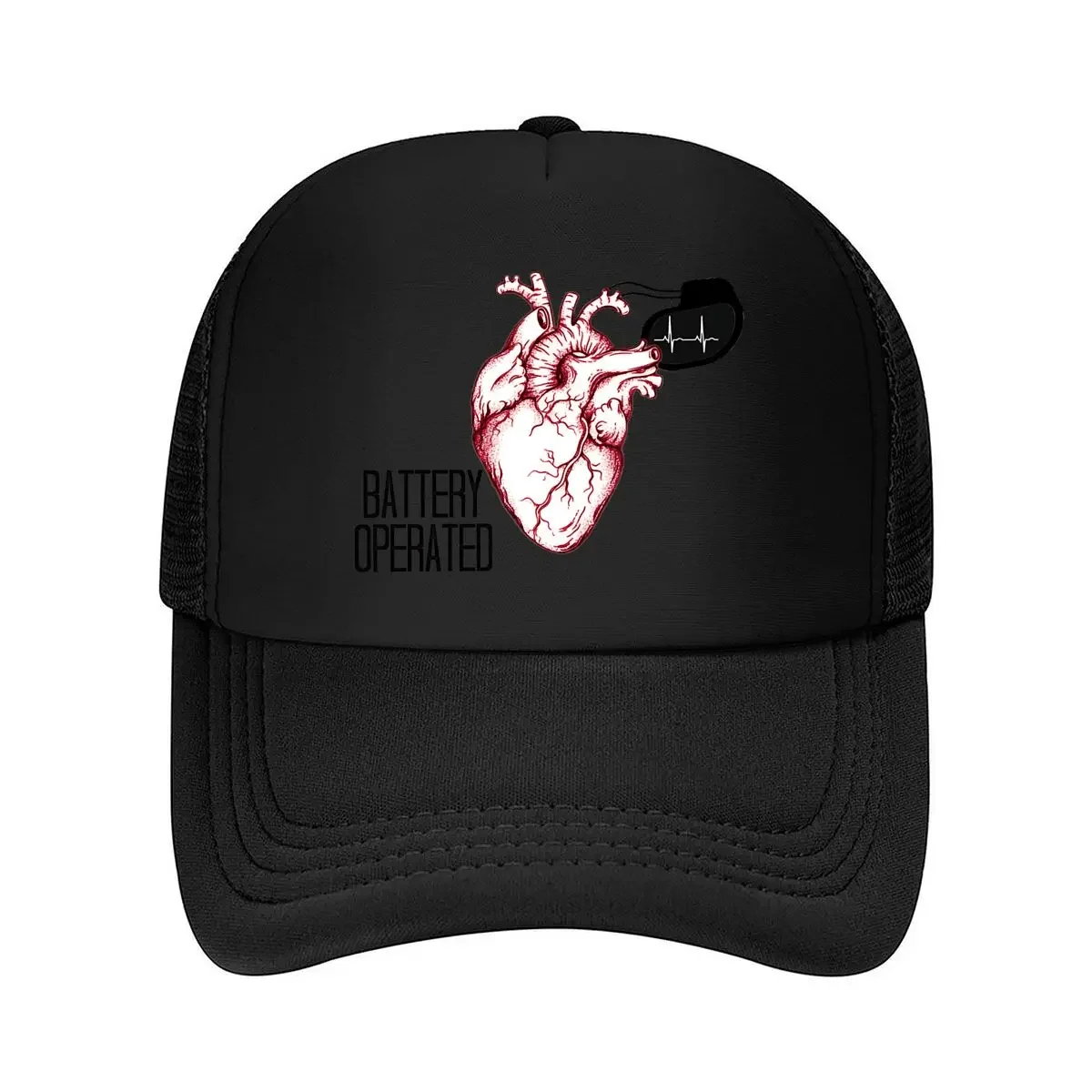 Battery Heart Edgy - Inspired, Tech Art Design Mesh Baseball Cap