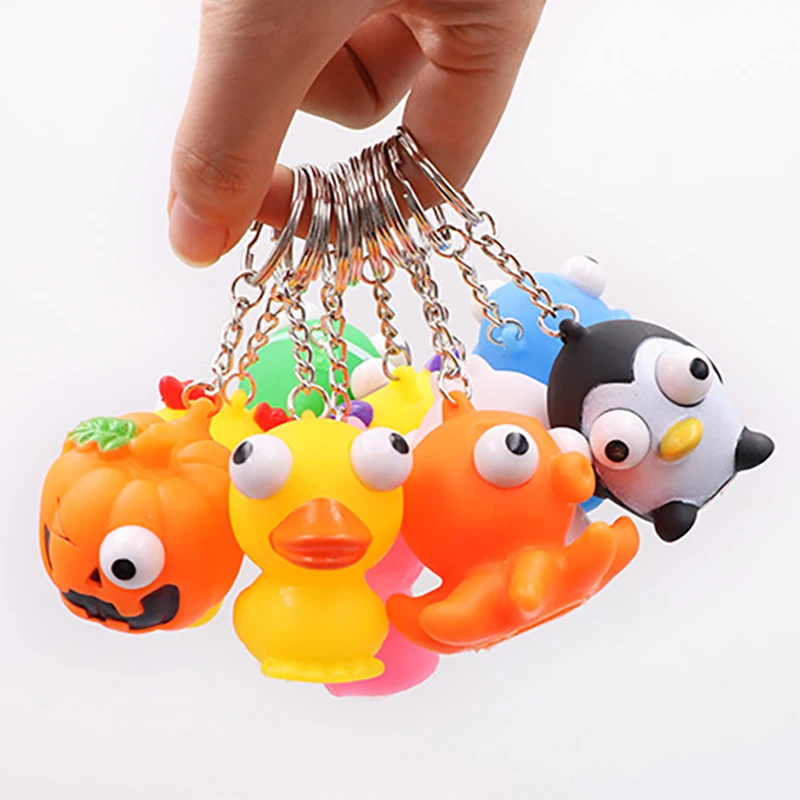 3 Stuks Cartoon Dier Squeeze Antistress Speelgoed Fidget Speelgoed Uit Ogen Pop Ventileren Speelgoed Stress Reliëf Speelgoed Sleutelhanger Vent Knijp Klein Speelgoed