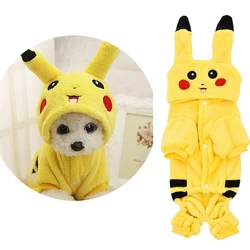 Cartoon Cat Costume Pet Cosplay Clothes With Button Winter Fleece Cats Coat Home Pajamas Hoodie Dog Coat Cute for Pet Dogs Puppy