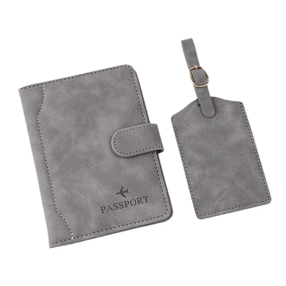 

2PCS RFID Travel Passport Cover Case Luggage Tags Set Credit Holder Business PU Leather Women Men Ticket Protective Accessories