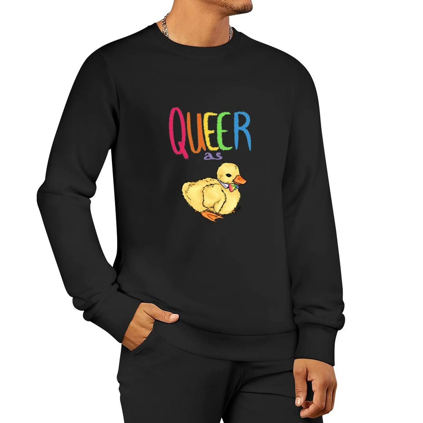 Queer as Duck Pulover النمط الياباني الرجال قميص رياضي الرجال الملابس الكورية نمط قمصان سويت شيرت بقلنسوة