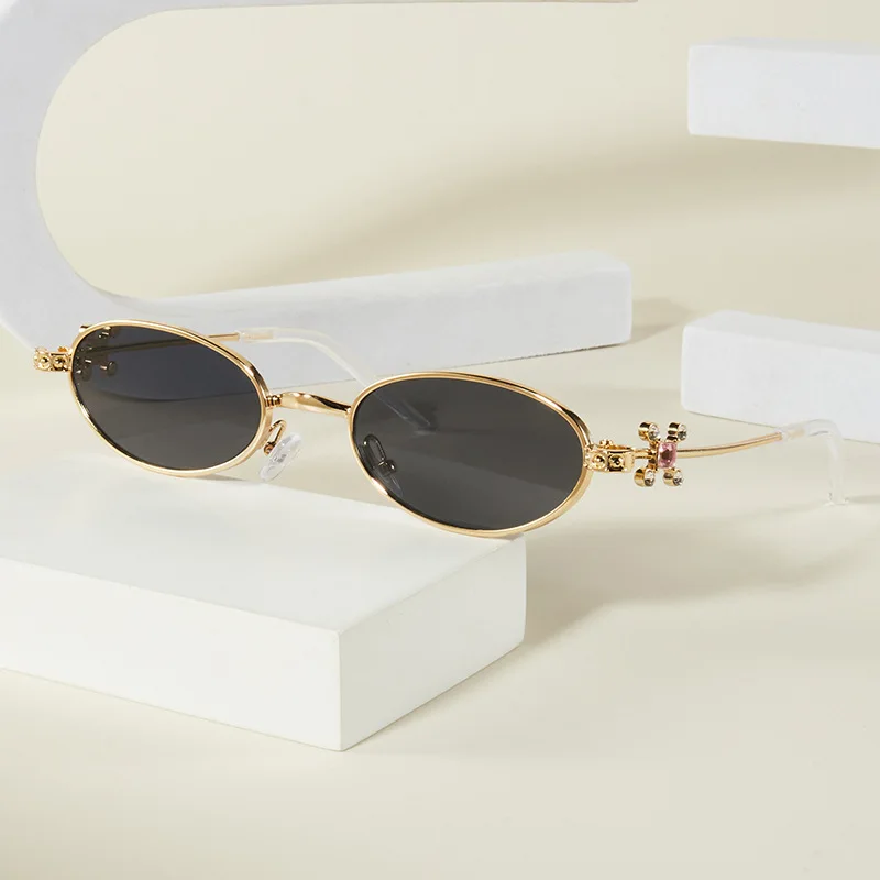 

Women Y2K Steampunk Oval Sunglasses Minimal Rhinestone Decor UV400 Blue Light Blocking Fashion Travel Outdoor Eyewear