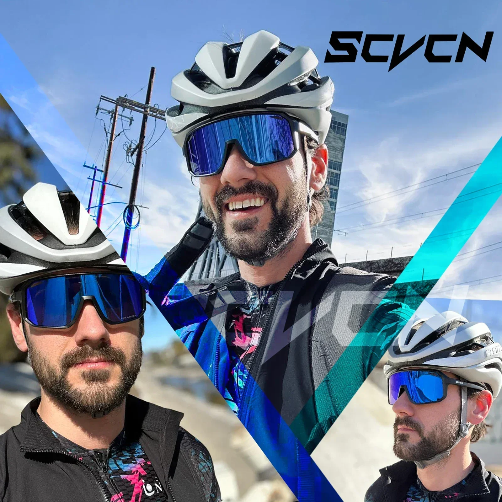 Scvcn Sunglasses Cycling Glasses Photochromic Sports for Men Sun Mountain Bike Road Bicycle Eyewear Goggles UV400 Polarized MTB