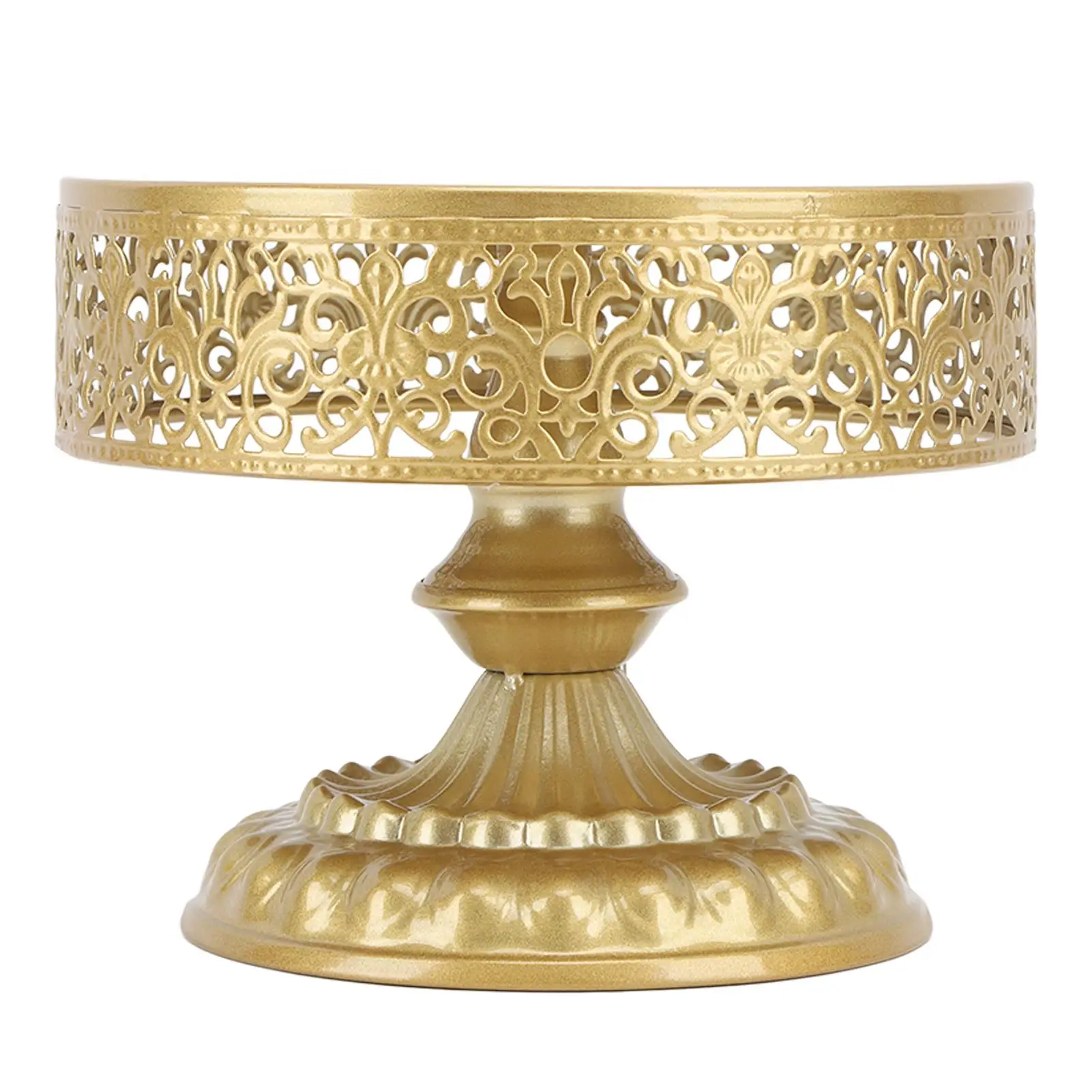 

Retro Round Dessert Stand with Lace Design - Gold Easy Assembly Treat Holder for Parties