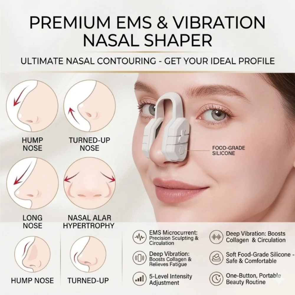 Silicone Nose Up Clip EMS Pulse Massager Bridge Enhancer Vibration Lifting Face Beauty Device