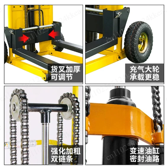 Mini Forklift Hydraulic Stacker Lightweight Foldable Cart Portable Manual Lifting Truck for Unloading Hand Push Trolley