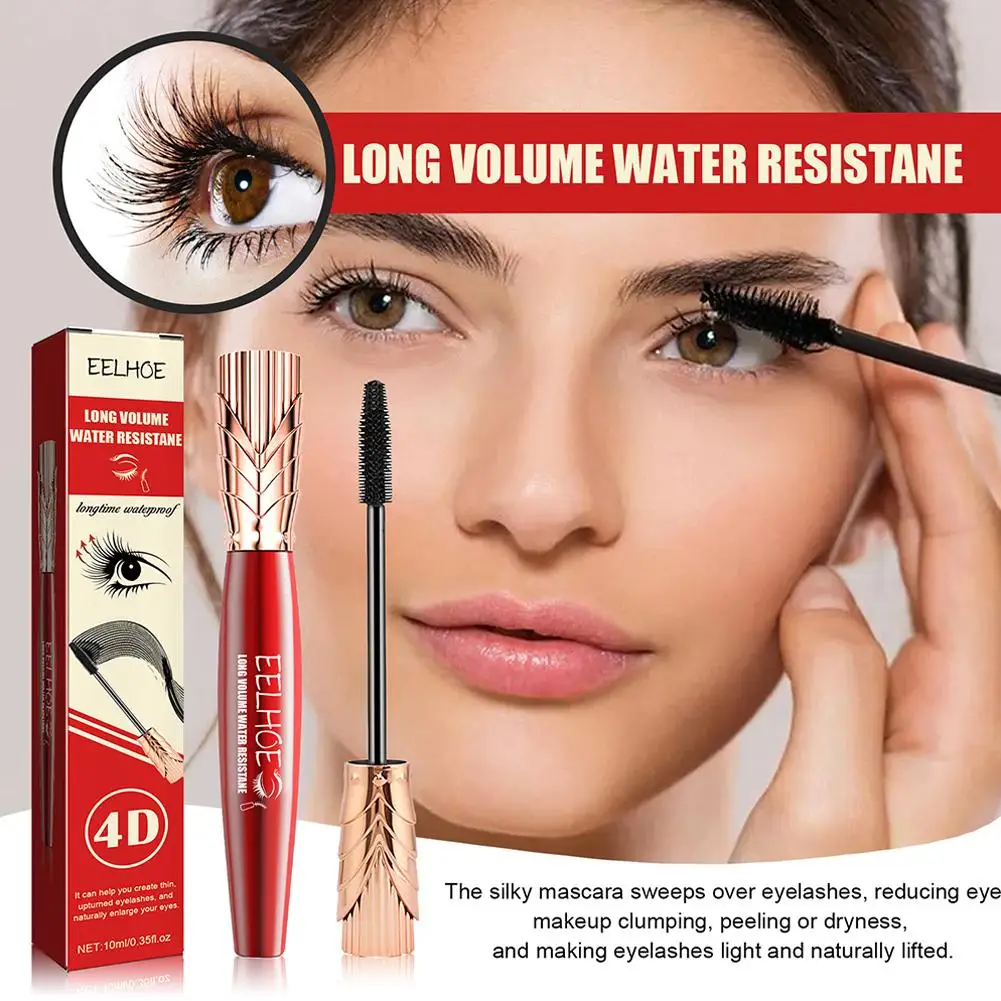 4D Big Eye Mascara Crown Mascara Lengthening Thick Curly Waterproof Mascara 24h Lasting No Fading Makeup Women Cosmetics