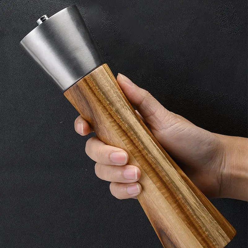 Stainless Steel Pepper Grinde Solid Wood Pepper Mill Salt Ground Ceramic Core Manual Multi-purpose Seasoning Bottle Kitchen Tool