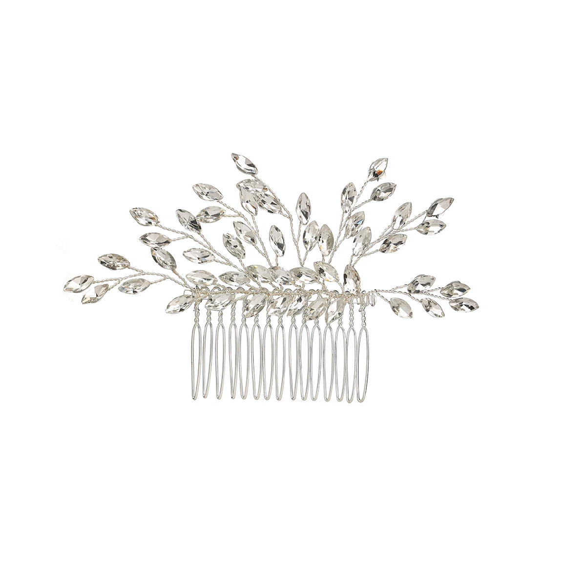 Wedding Hair Brush Silver Rhinestone Bridal Hair Clip Sparkling Hair Pieces Ladies and Girls (Silver)