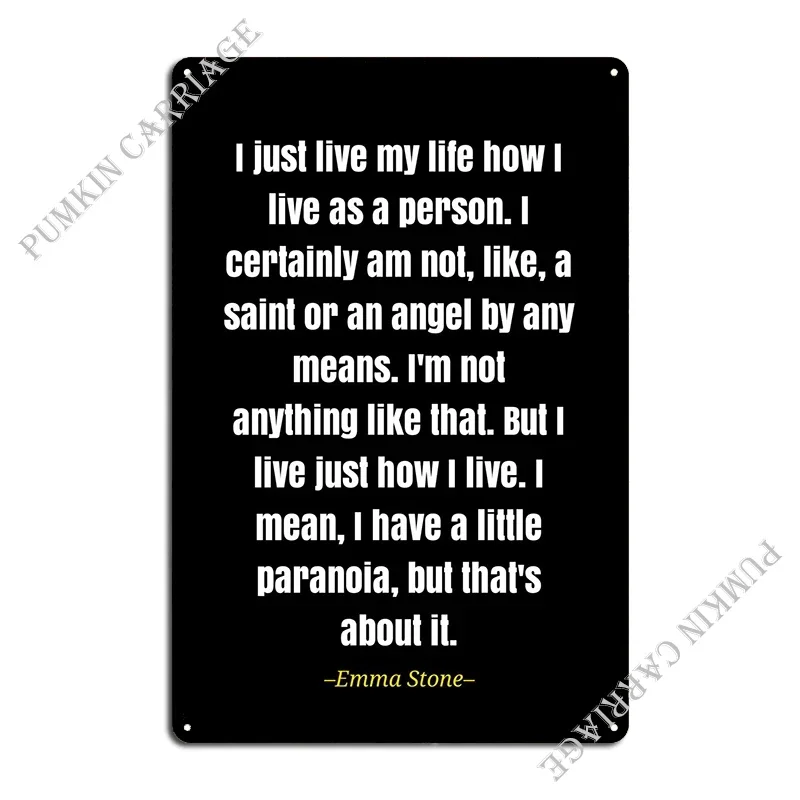 إيما ستون إقتباس علامة معدنية حفلة سينما نادي الديكور تخصيص تين تسجيل ملصق