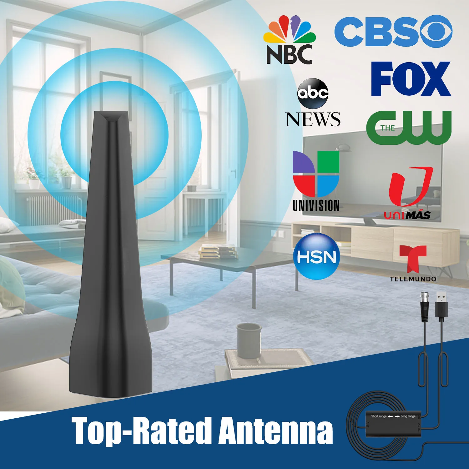 Antenna TV digitale amplificatore Booster di segnale a lungo raggio da 980 miglia 8K HDTV amplificatore integrato portatile HD 1080P per interni