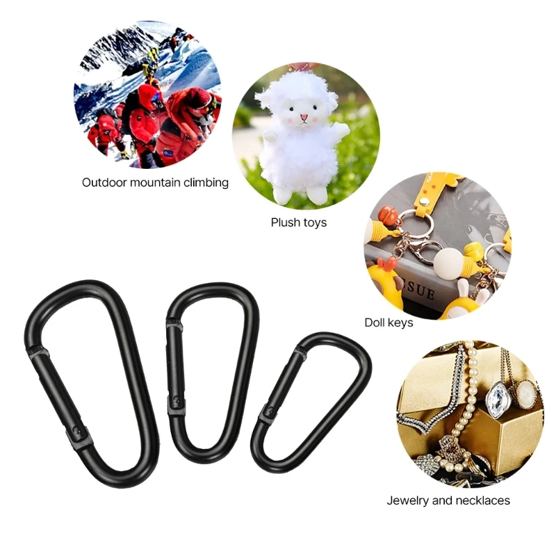 4Pcs D Rings Clip Hook Spring Clip Hooks Outdoor Tool Climbing Carabiner Buckle Keychain Clip for Camping Hiking Fishing