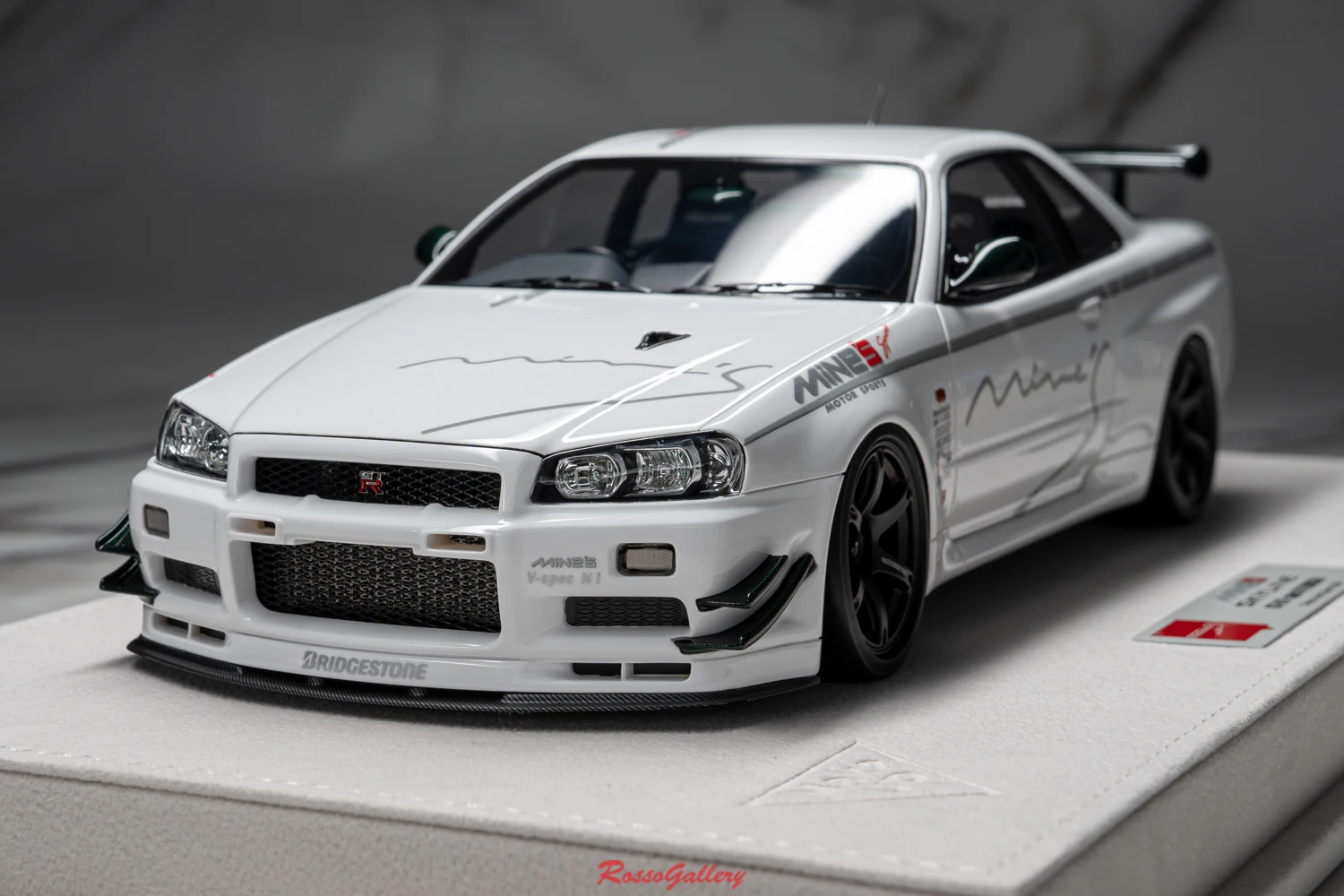 يشكلون 1:18 أفق الألغام GTR R34 V-spec N1 JDM محاكاة طبعة محدودة الراتنج المعادن ثابت سيارة لعبة مجسمة هدية #4