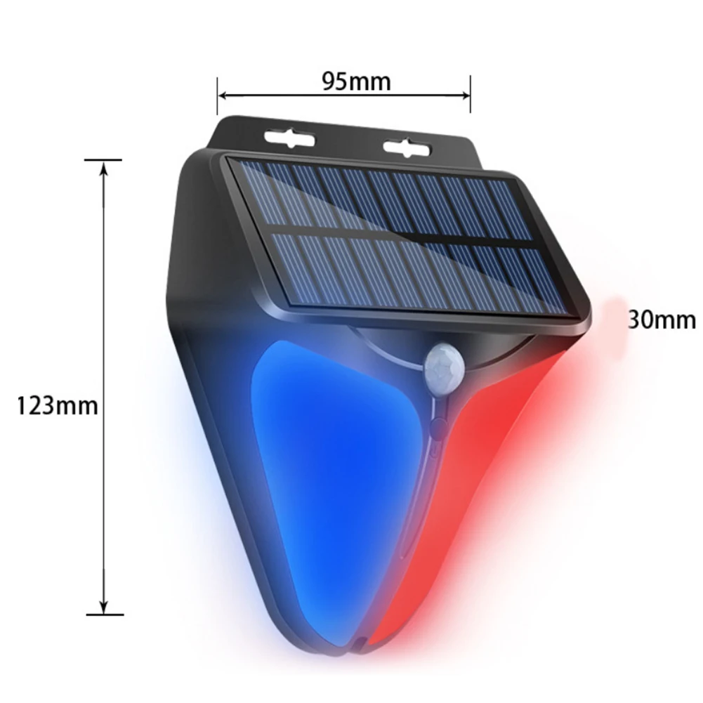 chaoyidian-アラームサイレンモーションセンサー家の庭屋外ワイヤレス太陽光発電ストロボライトサイレン防水フラッシュアラームランプ