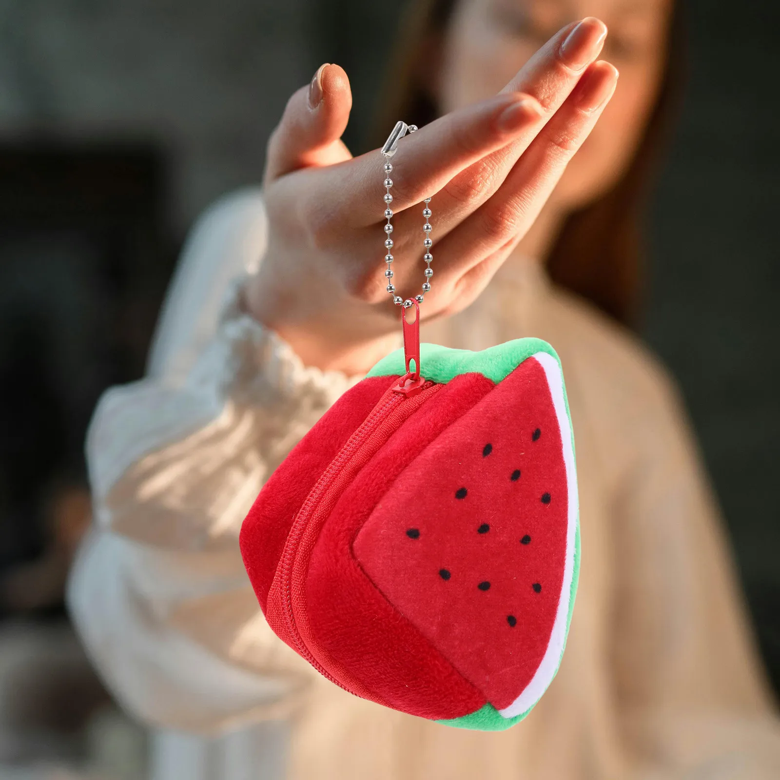 Kirimo Fruit Coin Purse Small Triangle Zipper Wallet Cute Key Storage Bag Compact Coin Holder Lipstick Pouch for Women Travel