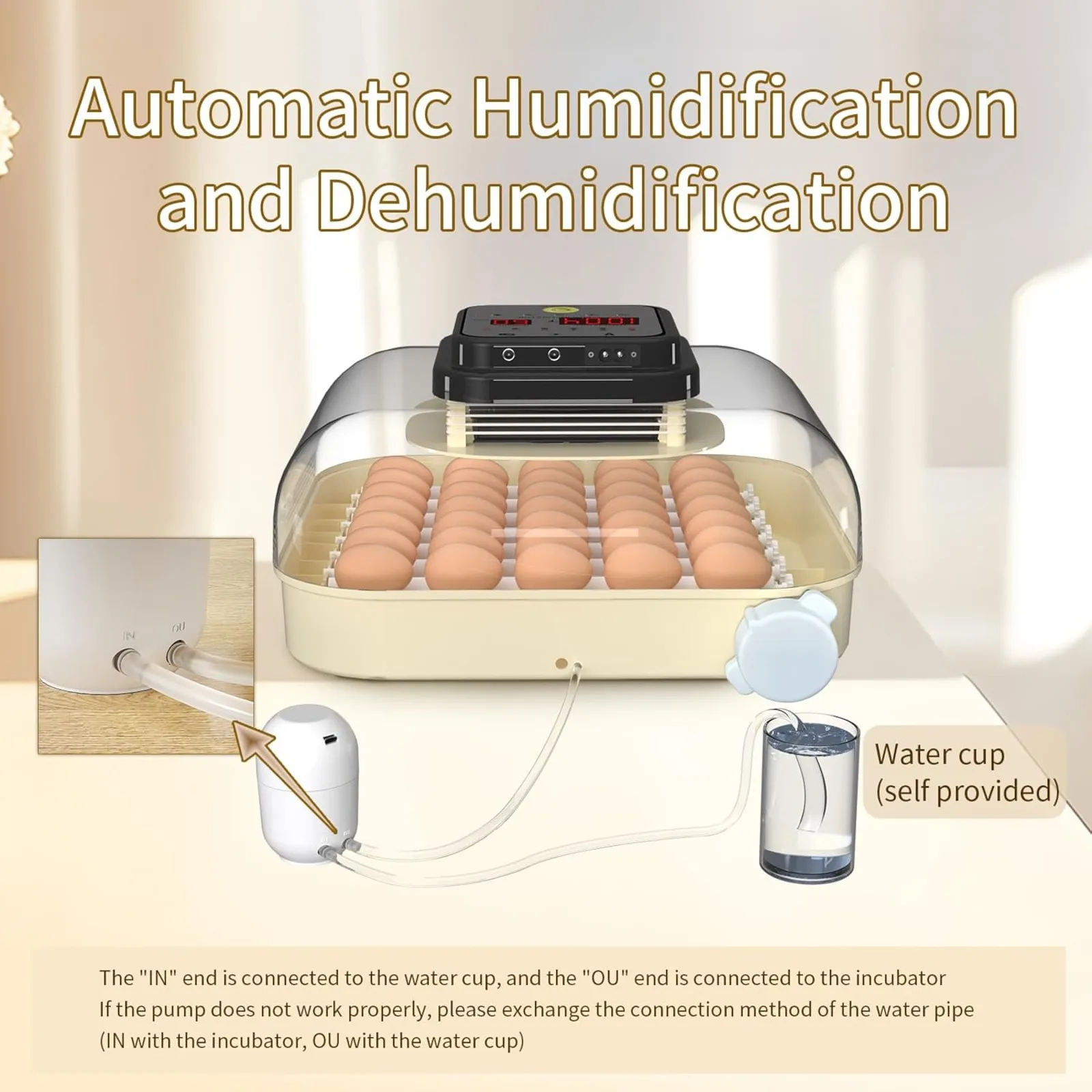 US Incubators for Hatching Eggs, Eggs Incubator with Automatic Egg Turning and Humidity Control, Incubator with Egg Candler for