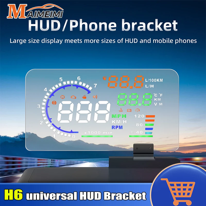 Support de téléphone universel pour voiture, support de montage pour navigateur GPS, budgétaire de smartphone noir pour HUD, support d'affichage tête haute OBD